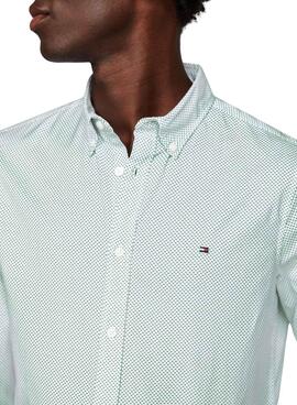 Camisa Tommy Hilfiger Flex Mini Print Verde Hombre