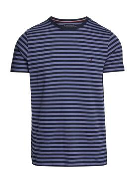 Camiseta Tommy Hilfiger Stretch Slim Listas Azul