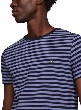 Camiseta Tommy Hilfiger Stretch Slim Listas Azul