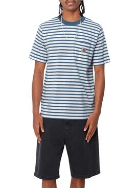 Camiseta Carhartt Pocket Stripe Azul y Blanco
