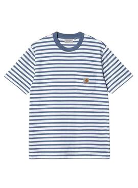 Camiseta Carhartt Pocket Stripe Azul y Blanco