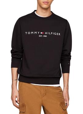 Sudadera Tommy Hilfiger Logo Negro Para Hombre