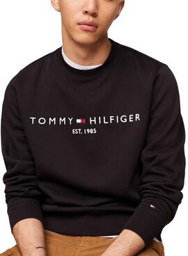 Sudadera Tommy Hilfiger Logo Negro Para Hombre
