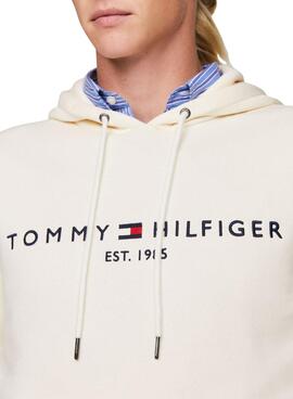 Sudadera Tommy Hilfiger Logo Hoody Beige Hombre