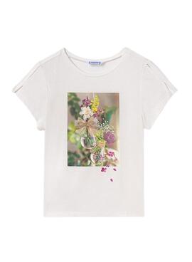 Camiseta Mayoral Flores Blanco para Niña