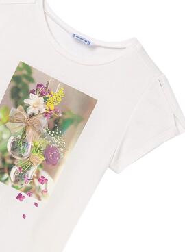 Camiseta Mayoral Flores Blanco para Niña