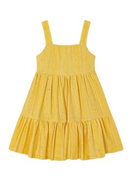 Vestido Mayoral Perforado Amarillo para Niña