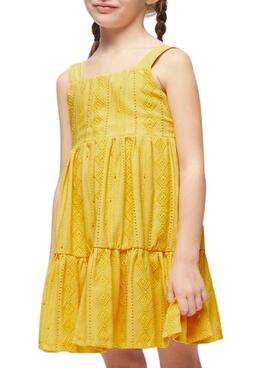 Vestido Mayoral Perforado Amarillo para Niña