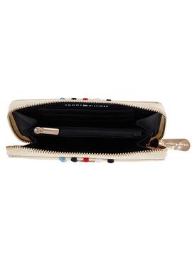 Cartera Tommy Hilfiger Poppy Large Rayas Beige