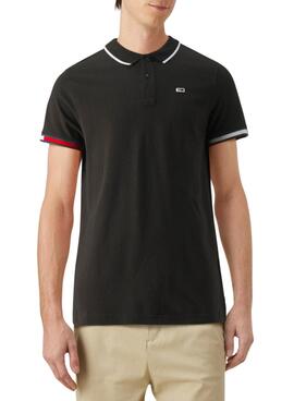 Polo Tommy Jeans Slim Flag Negro Para Hombre