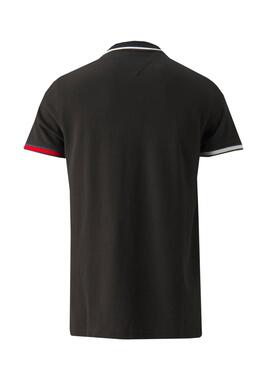 Polo Tommy Jeans Slim Flag Negro Para Hombre