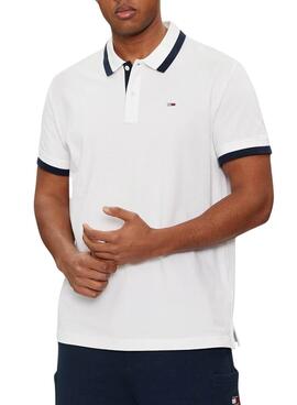 Polo Tommy Jeans Regular Solid Blanco Para Hombre