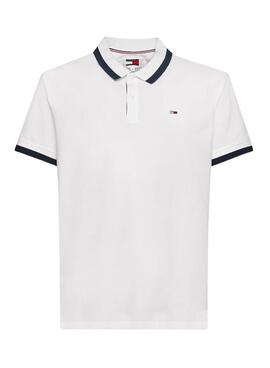 Polo Tommy Jeans Regular Solid Blanco Para Hombre