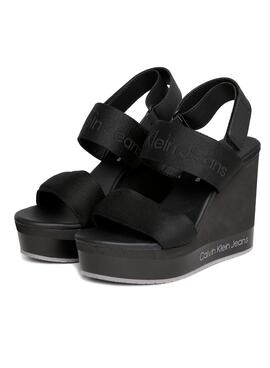 Sandalias Calvin Klein Cuña Con Plataforma Negro