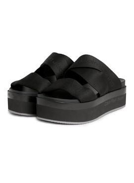 Sandalias Calvin Klein Jeans Plaforma Negro Mujer