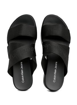 Sandalias Calvin Klein Jeans Plaforma Negro Mujer