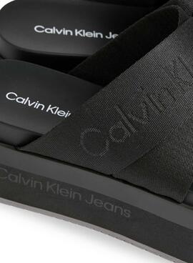 Sandalias Calvin Klein Jeans Plaforma Negro Mujer