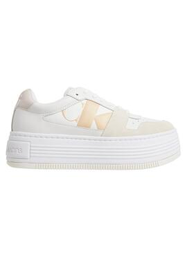 Zapatillas Calvin Klein Piel Con Plataforma Blanco