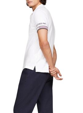 Polo Tommy Hilfiger Flag Cuff Slim Blanco Hombre