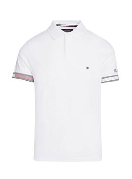 Polo Tommy Hilfiger Flag Cuff Slim Blanco Hombre