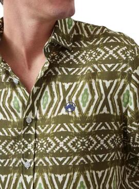 Camisa Altonadock Étnica Verde Para Hombre