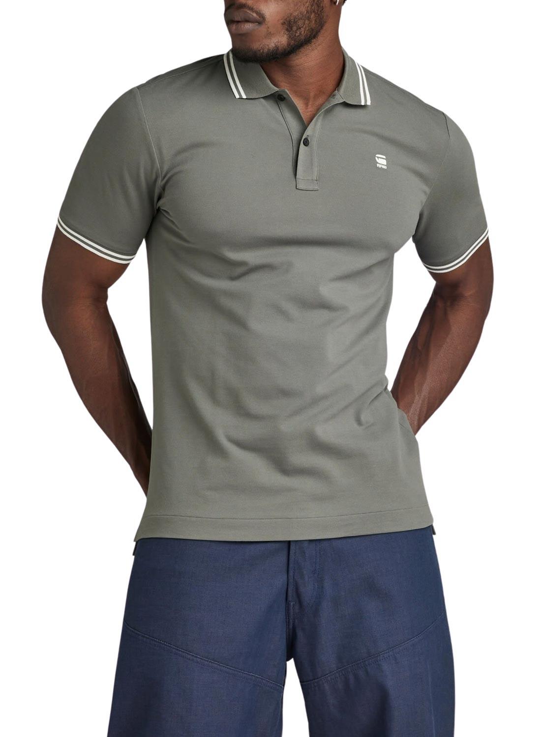 Polo G Star Dunda Slim Stripe Gris Para Hombre