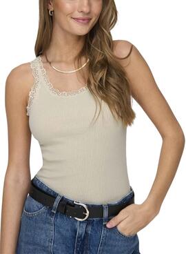 Camiseta Only Sharai Beige Para Mujer