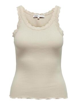 Camiseta Only Sharai Beige Para Mujer