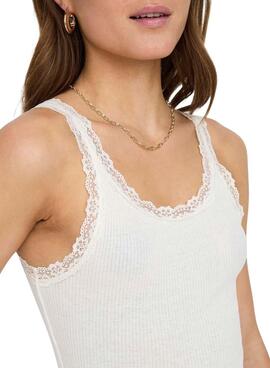 Camiseta Only Sharai Blanco Para Mujer