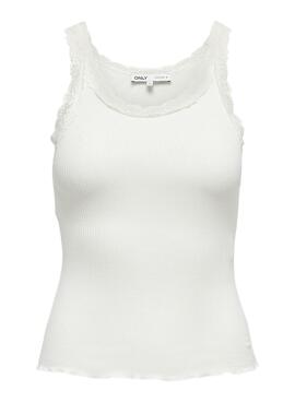 Camiseta Only Sharai Blanco Para Mujer