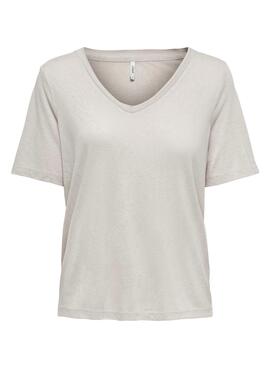 Camiseta Only Elise Beige Para Mujer