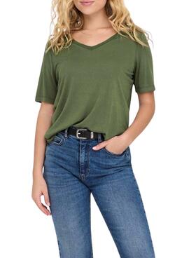 Camiseta Only Elise Verde Para Mujer