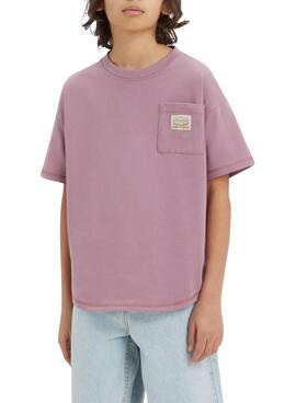 Camiseta Levis Curved Morado Para Niño