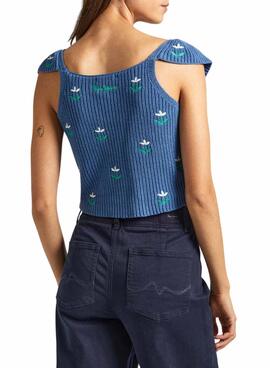 Top Pepe Jeans Greer Azul Para Mujer