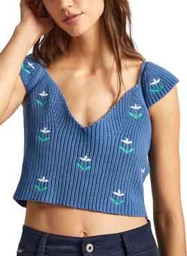 Top Pepe Jeans Greer Azul Para Mujer