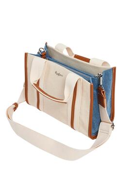 Bolso Pepe Jeans Rebecca Lottie Blanco y Azul