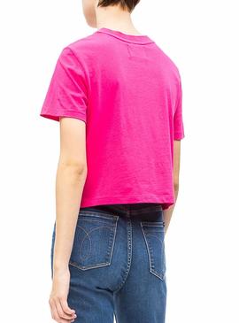 Camiseta Calvin Klein Monogram Crop Pocket Rosa