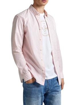 Camisa Pepe Jeans Pigdon Rayas Rosa Para Hombre