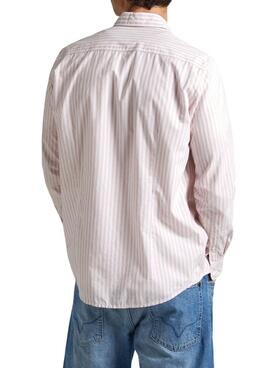 Camisa Pepe Jeans Pigdon Rayas Rosa Para Hombre