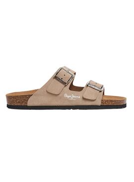 Sandalias Pepe Jeans Oban Suede Beige Para Mujer