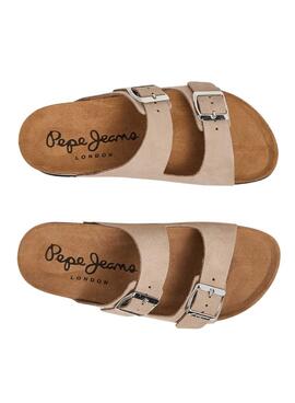 Sandalias Pepe Jeans Oban Suede Beige Para Mujer