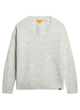 Jersey Superdry V-Neck Oversized Gris Para Mujer