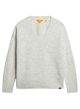 Jersey Superdry V-Neck Oversized Gris Para Mujer