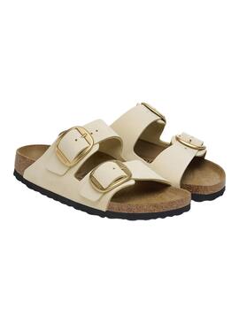 Sandalias Birkenstock Arizona Hebilla Beige Para Mujer