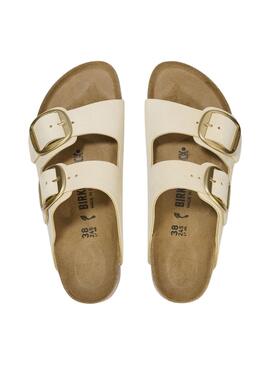 Sandalias Birkenstock Arizona Hebilla Beige Para Mujer