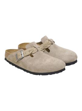 Zuecos Birkenstock Boston Braided Topo Para Mujer