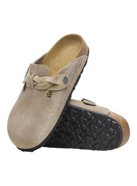 Zuecos Birkenstock Boston Braided Topo Para Mujer