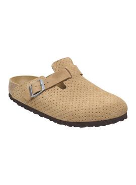 Zuecos Birkenstock Boston  Perforado Camel