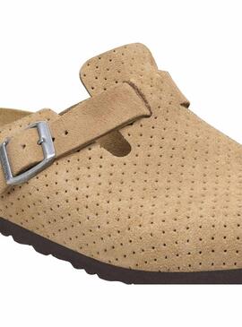 Zuecos Birkenstock Boston  Perforado Camel