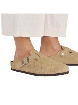 Zuecos Birkenstock Boston  Perforado Camel